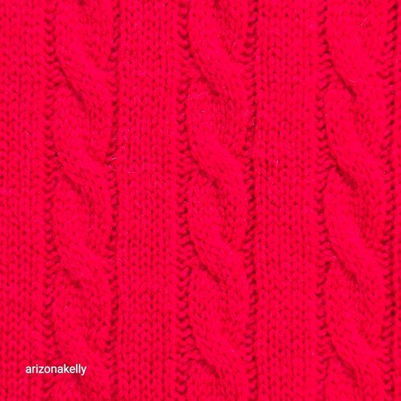 Red Cashmere Cable Knit Scarf - Picture 6 of 8